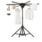 Tendedero de ropa de acero al carbono plegable portátil con 6 varillas extensibles ajustable en altura y anchura