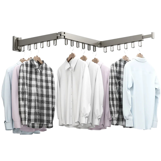 Tendedero de Ropa de Pared Plegable 3 Barras Extensible