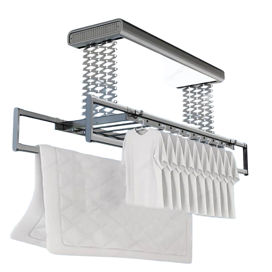 Tendedero de Ropa Eléctrico de Techo Retráctil Plegable de Aleación de Aluminio con Luz LED y Secado