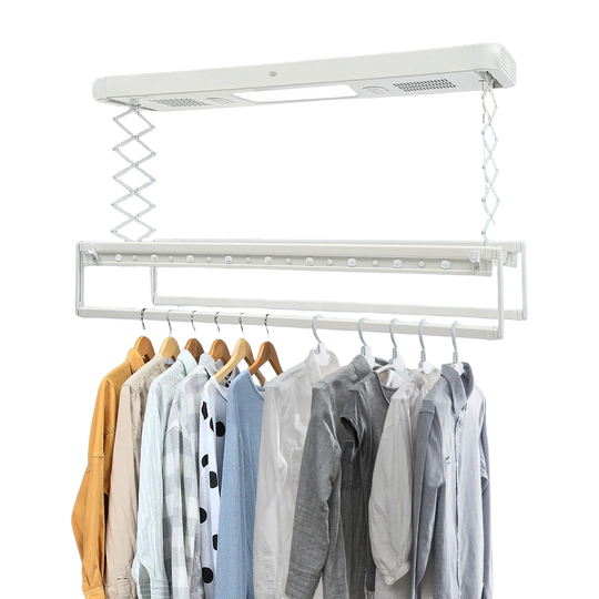 Tendedero de Ropa Eléctrico Motorizado Inteligente con Control Remoto, Retráctil, LED, Esterilización y Ventiladores