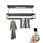Tendedero de Ropa Eléctrico Retráctil 24W con Luz LED y Mando a Distancia - Techo, Negro/Blanco Hueso/Gris Claro