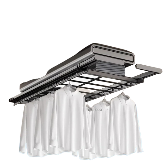Tendedero de Ropa Elevable Automático para Balcón, Plegable y Retráctil con Control Remoto e Iluminación