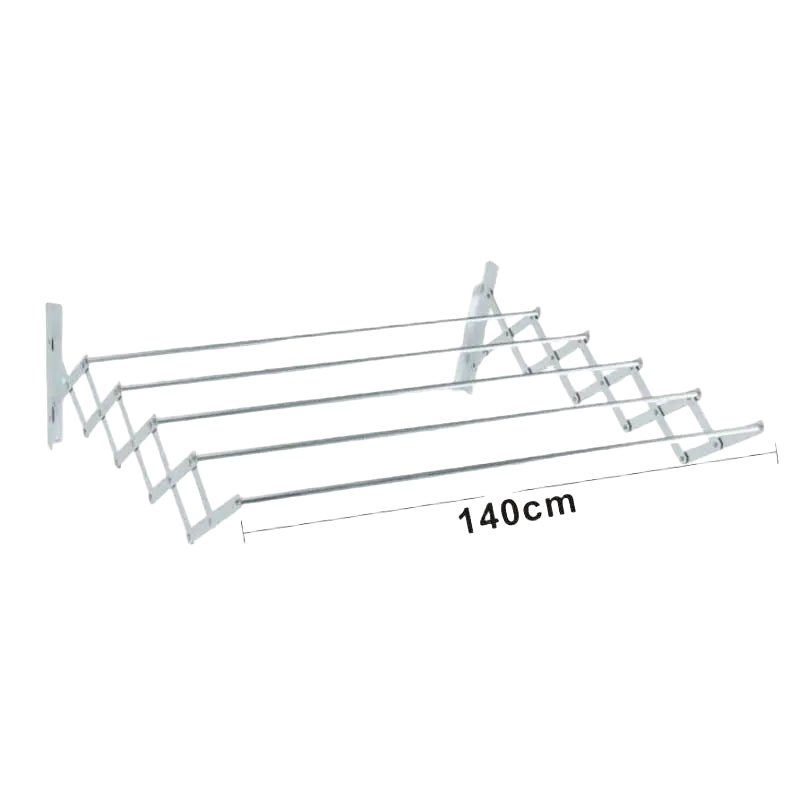 Tendedero de Ropa Extensible de Aluminio Plegable 140x80, Montaje en Pared – Ahorra Espacio
