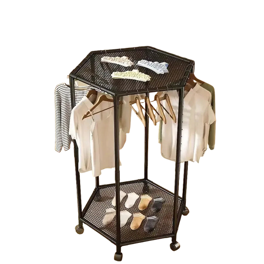 Tendedero de Ropa Giratorio 360° Portátil Doble Capa para Suelo