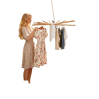 Tendedero de Ropa Giratorio Plegable 360° con Brazos de Madera Ajustable Ahorro de Espacio