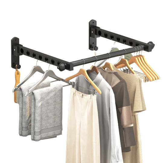 Tendedero de Ropa para Balcón Sin Perforación, Plegable y Oculto, Montaje en Pared