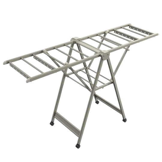 Tendedero de Ropa para Balcón y Dormitorio - Aleación de Aluminio, Varilla de Suelo para Secar Edredones, Colgador Plegable Tipo Alerón