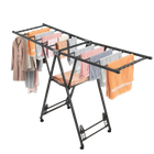 Tendedero de Ropa Plegable 160cm con Soporte para Zapatos, Altura Ajustable, Telescópico, con Ruedas