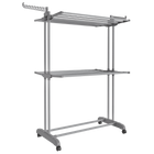 Tendedero de Ropa Plegable 3 Niveles con Ruedas – SONGMICS, Gris, 63.5 x 128 x 148 cm