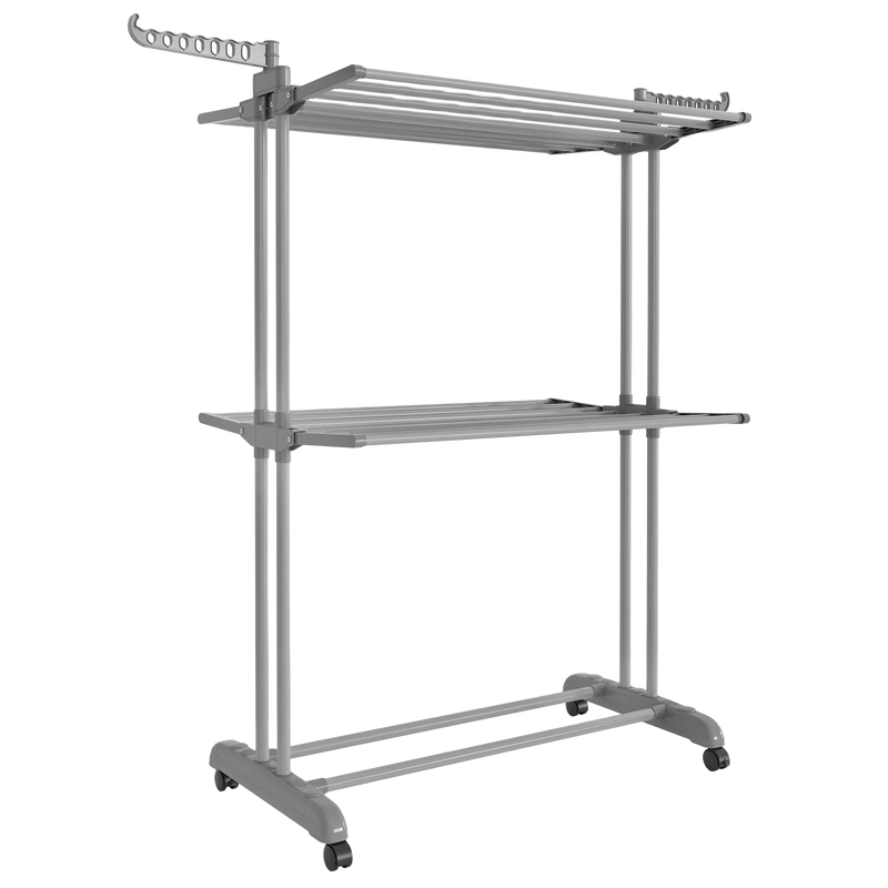 Tendedero de Ropa Plegable 3 Niveles con Ruedas – SONGMICS, Gris, 63.5 x 128 x 148 cm