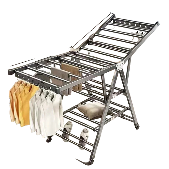 Tendedero de Ropa Plegable 3 Pisos para Balcón - Estante de Secado Portátil y Ajustable