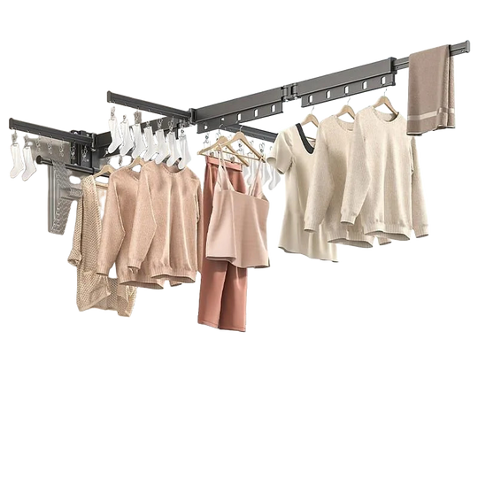 Tendedero de Ropa Plegable Ajustable Giratorio Telescópico de Alta Capacidad para Balcón
