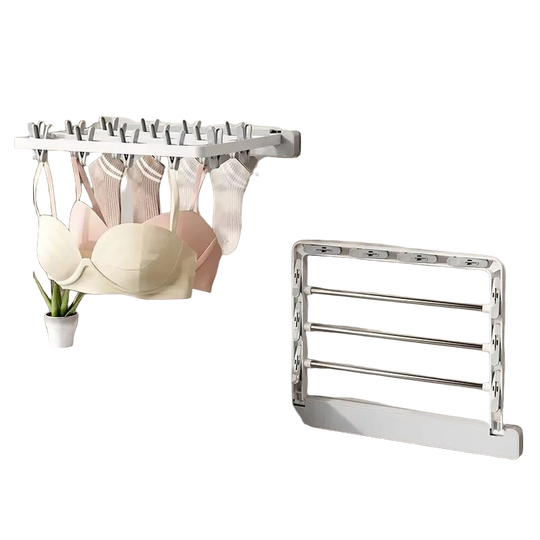 Tendedero de Ropa Plegable con Pinzas Antiviento, Montaje en Pared