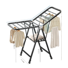 Tendedero de Ropa Plegable con Ruedas, Acero Inoxidable, Resistente al Viento, para Balcón Interior y Exterior
