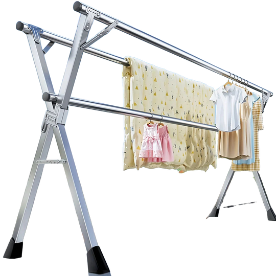 Tendedero de Ropa Plegable de 200 cm, Acero Inoxidable, para Interior y Exterior