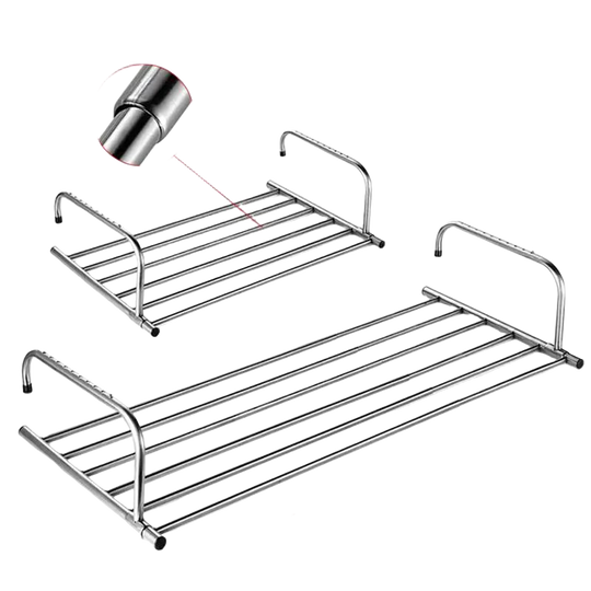 Tendedero de Ropa Plegable de Acero Inoxidable 14cm - Telescópico para Balcón y Ventana