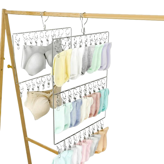 Tendedero de Ropa Plegable de Acero Inoxidable con 20/30 Pinzas Ahorra Espacio