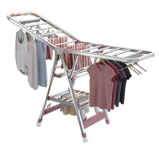 Tendedero de Ropa Plegable de Acero Inoxidable para Interior y Exterior, Balcón y Secado de Mantas