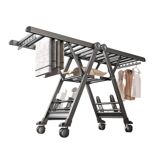 Tendedero de Ropa Plegable de Aleación de Aluminio para Interior y Exterior Multifuncional