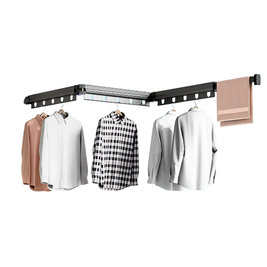Tendedero de ropa plegable de aluminio extensible con ventosa - Negro