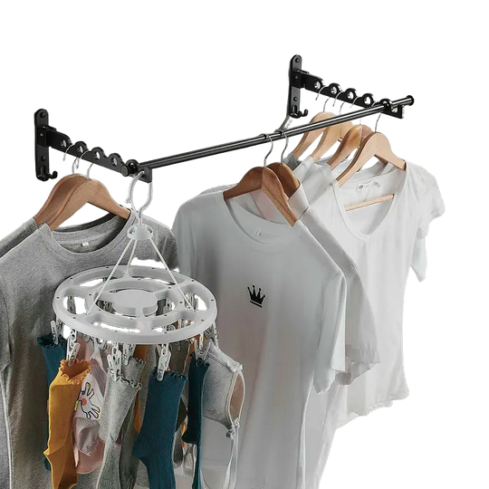Tendedero de Ropa Plegable de Aluminio Negro Mate para Balcón