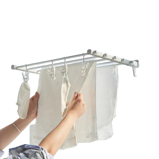 Tendedero de Ropa Plegable de Interior y Exterior, Percha Oculta Extensible de Pared para Balcón
