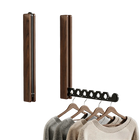 Tendedero de Ropa Plegable de Madera Oculto - Barra de Secado Montada en Pared, Colgador Interior, Ahorro Espacio