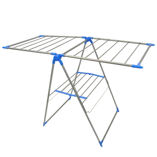 Tendedero de Ropa Plegable de Metal con Alas, Ajustable en 3 Alturas, Acero Inoxidable, 160x58cm