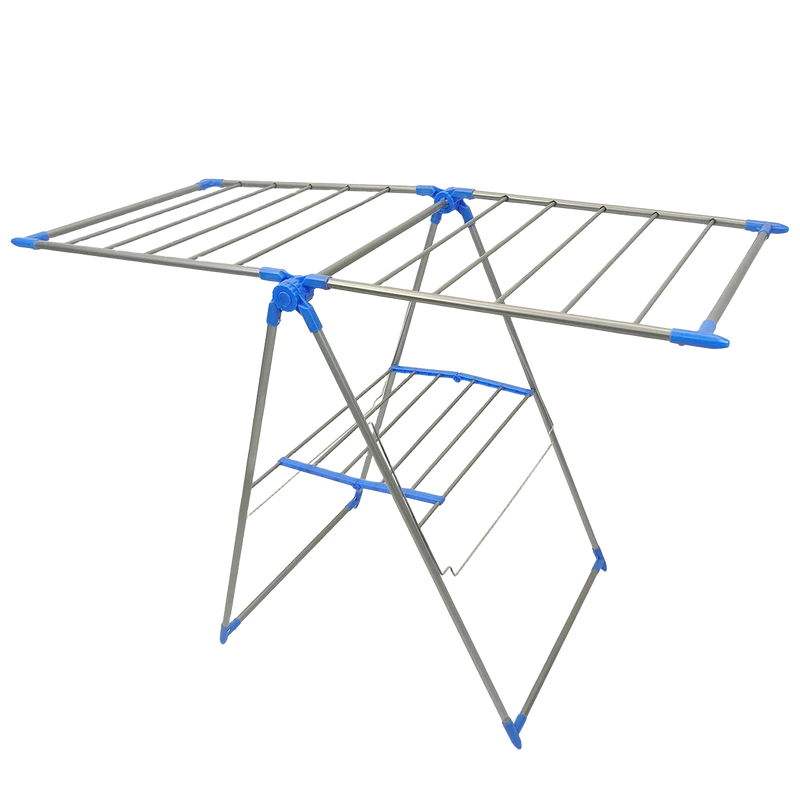 Tendedero de Ropa Plegable de Metal con Alas, Ajustable en 3 Alturas, Acero Inoxidable, 160x58cm