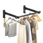 Tendedero de Ropa Plegable de Pared - Estante Metálico Negro para Lavandería, Balcón y Dormitorio (Diseño de Ahorro de Espacio)