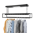 Tendedero de Ropa Plegable Eléctrico Telescópico de Pared y Techo 8 Barras Alta Capacidad