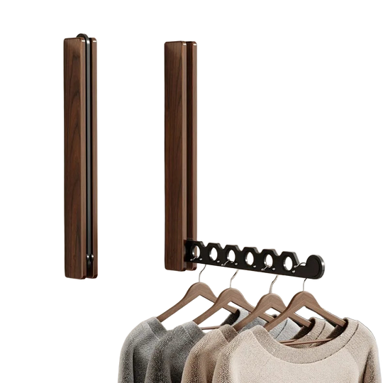 Tendedero de Ropa Plegable Invisible de Madera de Nogal