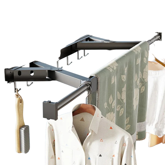 Tendedero de Ropa Plegable Invisible, Percha Telescópica Sin Perforaciones para Balcón y Ventana, Barra Interior para el Hogar
