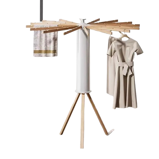 Tendedero de Ropa Plegable Multifuncional Giratorio de Pie Trípode Móvil para Balcón y Dormitorio