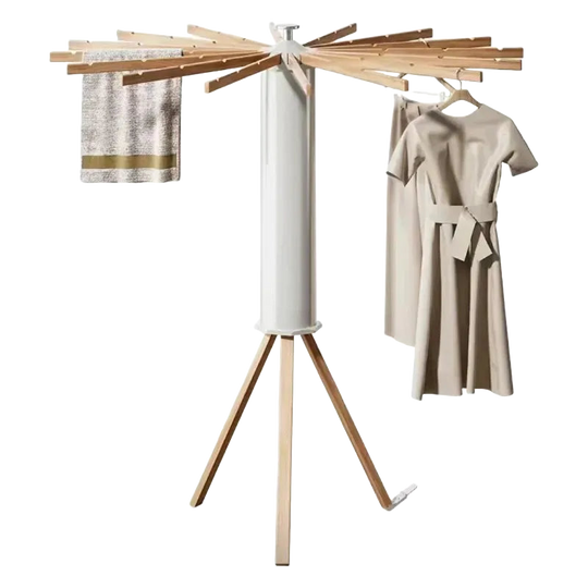 Tendedero de Ropa Plegable Multifuncional Giratorio de Suelo - Estante Tipo Trípode para Balcón y Dormitorio