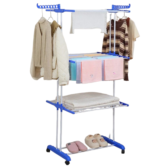 Tendedero de Ropa Plegable Multinivel Móvil - Secador de Suelo para Edredones, Toallas y Calcetines