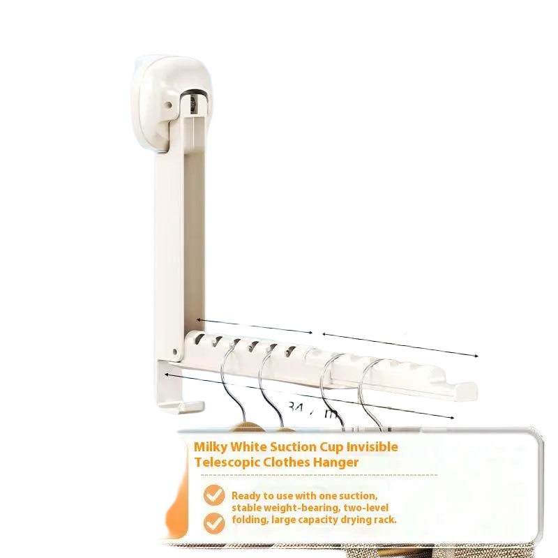 Tendedero de Ropa Plegable Retráctil con Ventosa - Portátil, Plegable, Montaje en Pared, Colgador de Ropa Plegable