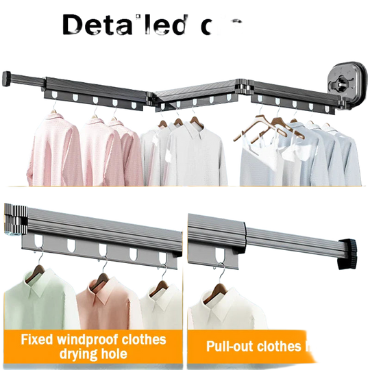 Tendedero de Ropa Plegable Retráctil para Pared - Ahorra Espacio