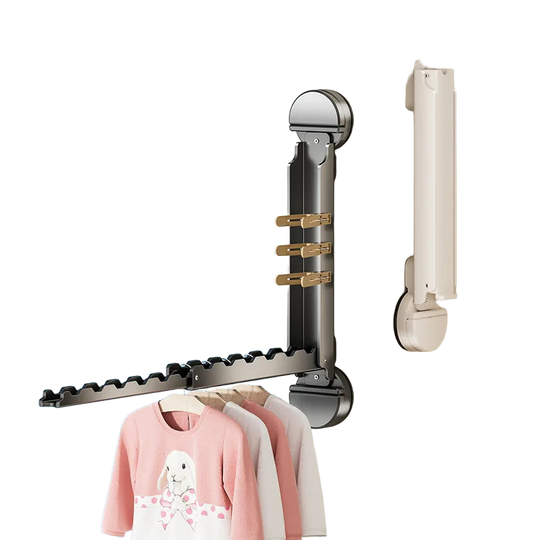 Tendedero de ropa plegable sin perforación, gran capacidad montaje en pared, fácil desmontaje, barra para secado interior