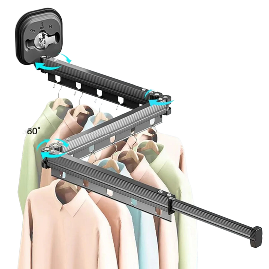 Tendedero de Ropa Plegable Telescópico con Ventosa, Colgador Invisible para Balcón