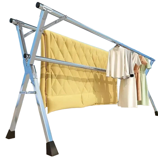Tendedero de Ropa Plegable Telescópico para Interior y Exterior, Vertical Móvil para Edredones y Colgadores, Forma X