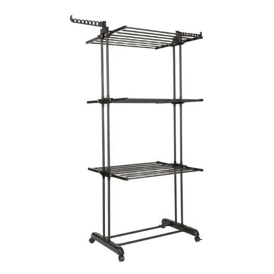 Tendedero de Ropa Plegable Vertical DASCK, 3 Niveles Ajustable con Ruedas, Altura 177 cm, Ancho 75-126 cm