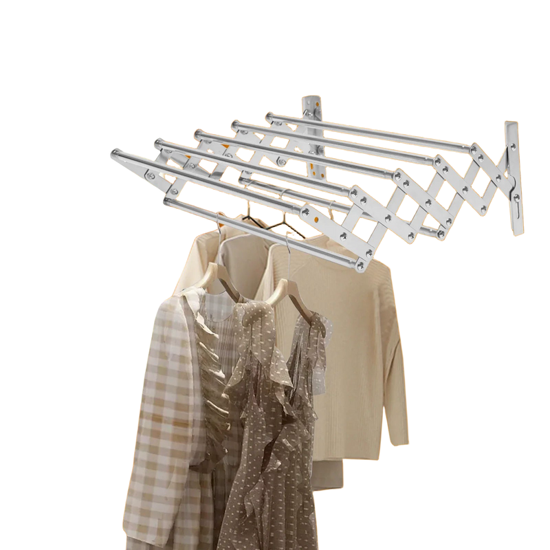 Tendedero de ropa plegable, tamaño telescópico de 42–80 cm, extensible frontal‑trasero e izquierda‑derecha, ahorro de espacio, estructura estable, ide