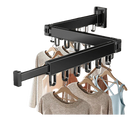 Tendedero de Ropa Portátil Retráctil y Plegable con 18 Orificios para Baño y Balcón, Montaje en Pared