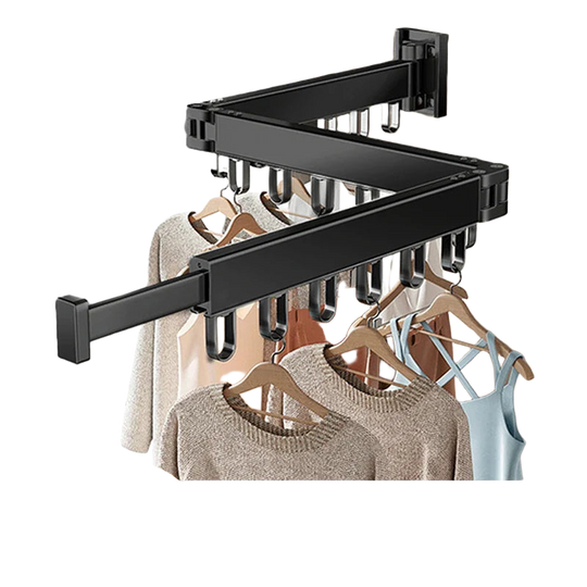 Tendedero de Ropa Portátil Retráctil y Plegable con 18 Orificios para Baño y Balcón, Montaje en Pared