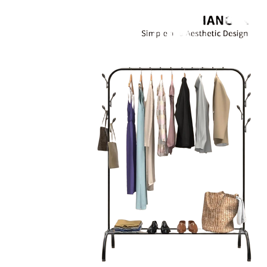 Tendedero de Ropa Resistente BRIEFNESS con Ganchos, Negro, 110 x 40 x 150 cm