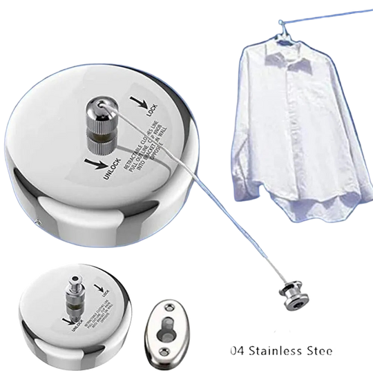 Tendedero de Ropa Retráctil de Acero Inoxidable 2.8m - Cuerda Telescópica para Interior y Exterior