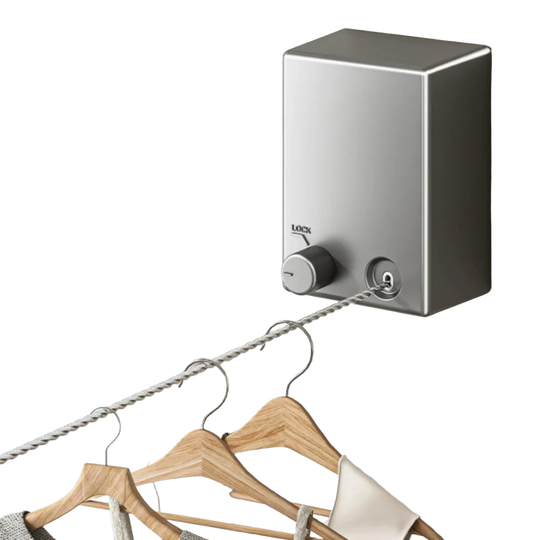 Tendedero de Ropa Retráctil de Acero Inoxidable con Cuerda Extraíble, Ahorro de Espacio para el Hogar