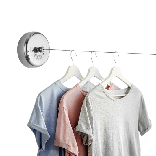Tendedero de Ropa Retráctil de Acero Inoxidable con Cuerda, Organizador de Lavandería