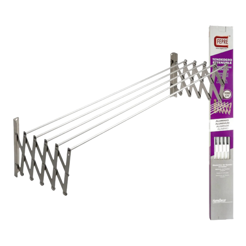 Tendedero de Ropa Retráctil de Pared 120 cm - Aluminio, Plegable para Interior y Exterior